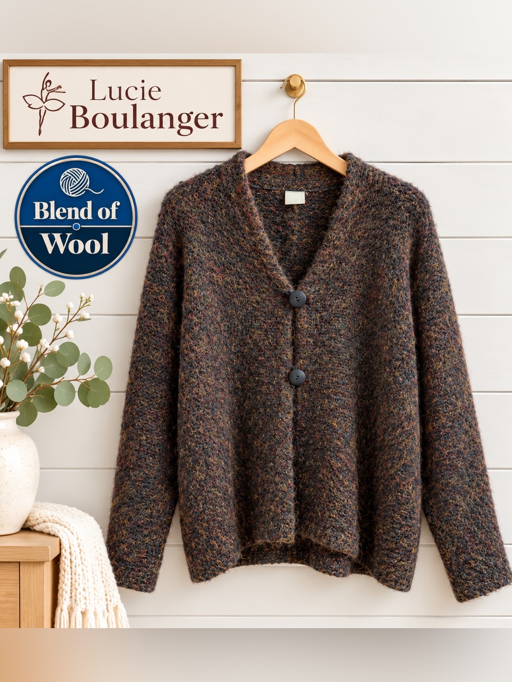 LUCIE BOULANGER – Vintage Mohair Blend Cardigan – Estimated Size M
